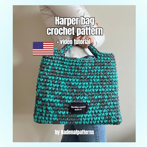 Tote bag crochet pattern, comprehensive video tutorial, chunky handmade daily bag, XXL diy crafts, step by step instructions, huge bags