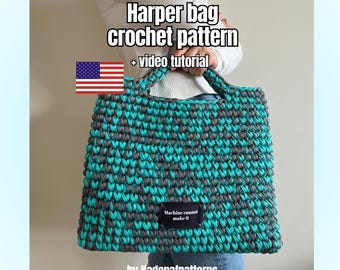 Tote bag crochet pattern, comprehensive video tutorial, chunky handmade daily bag, XXL diy crafts, step by step instructions, huge bags