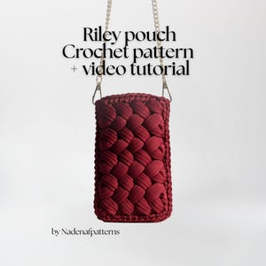 Patrón de crochet para bolso de teléfono, videotutorial de bolso para festival, minibolso para teléfono, accesorios pequeños para teléfono, manualidades DIY, archivo PDF en inglés.