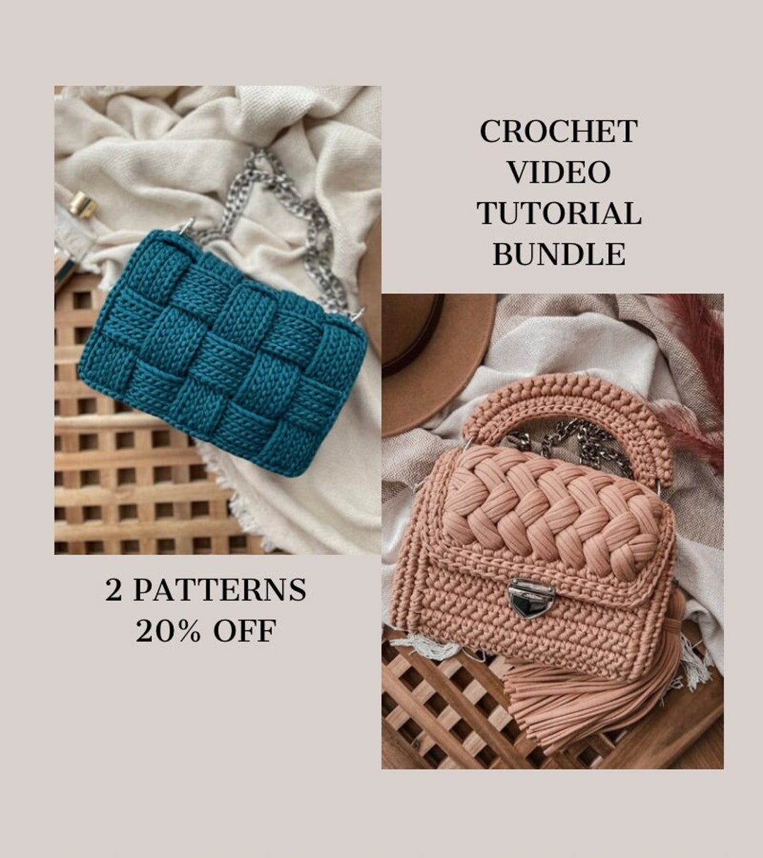 Crochet Bag Pattern, Detailed Video Tutorial, Step by Step Pattern ...