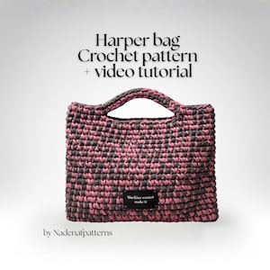 Crochet Shopper Bag Pattern: Chunky T-Shirt Yarn Tote, English PDF + Video Tutorial