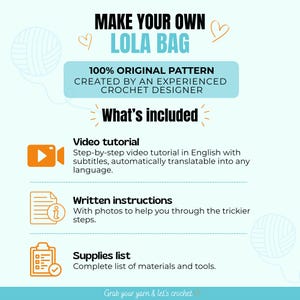 Haakpatroon voor een tas, gedetailleerde videotutorial, stapsgewijs patroon, trendy doe-het-zelf gehaakte tas, handgemaakte handtas, Engelstalig PDF-bestand afbeelding 2