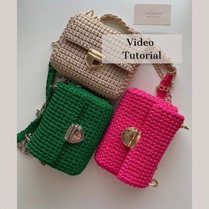 Häkeltasche Muster, detaillierte Video-Anleitung, Schritt für Schritt Anleitung, Geldbörse Handarbeit Projekt, einzigartige Urlaub DIY handgemachte Tasche Geschenkidee