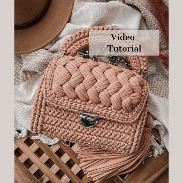 Patrón de bolso a crochet, video tutorial detallado, patrón paso a paso, bolso a crochet diy de alta costura, proyecto artesanal hágalo usted mismo hecho a mano