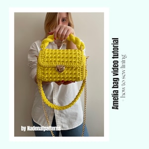 Crochet bag pattern, comprehensive video tutorial on handmade bag, step by step course, diy handcrafted purse + how to sew lining