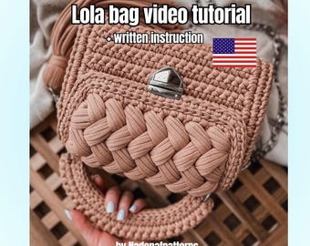 Modello per borsa all'uncinetto, tutorial video dettagliato, schema passo passo, borsetta all'uncinetto fai da te di alta moda, borsa fatta a mano, PDF in inglese
