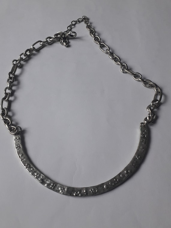 Collier Pendentif Triangle Vintage - Style Brutaliste, Métal Et Pierres