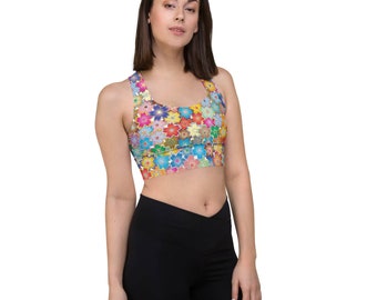 Floral crop top, cute, cozy, unique design, combine it with black leggings and you will be fabulous