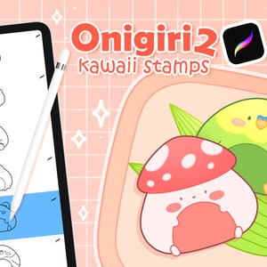 Pinceles de anime para Procreate, sellos de onigiri de anime, sellos de anime para Procreate, pinceles kawaii, pinceles lindos, sellos japoneses para Procreate, Y2K para Procreate