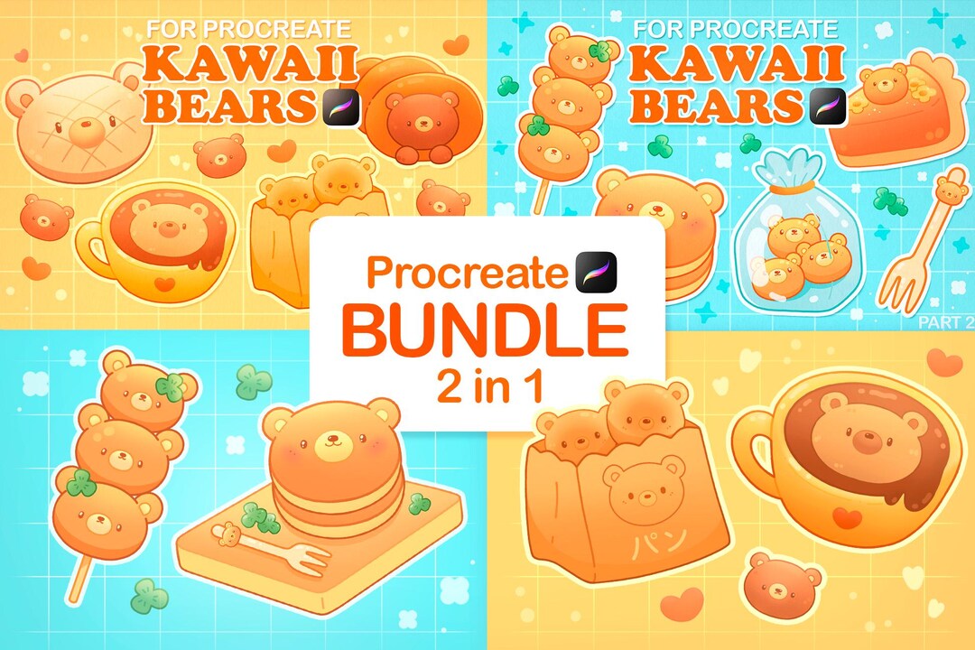 Procreate Bundle Kawaii, Procreate Kawaii Brushes, Anime Food Brushes ...