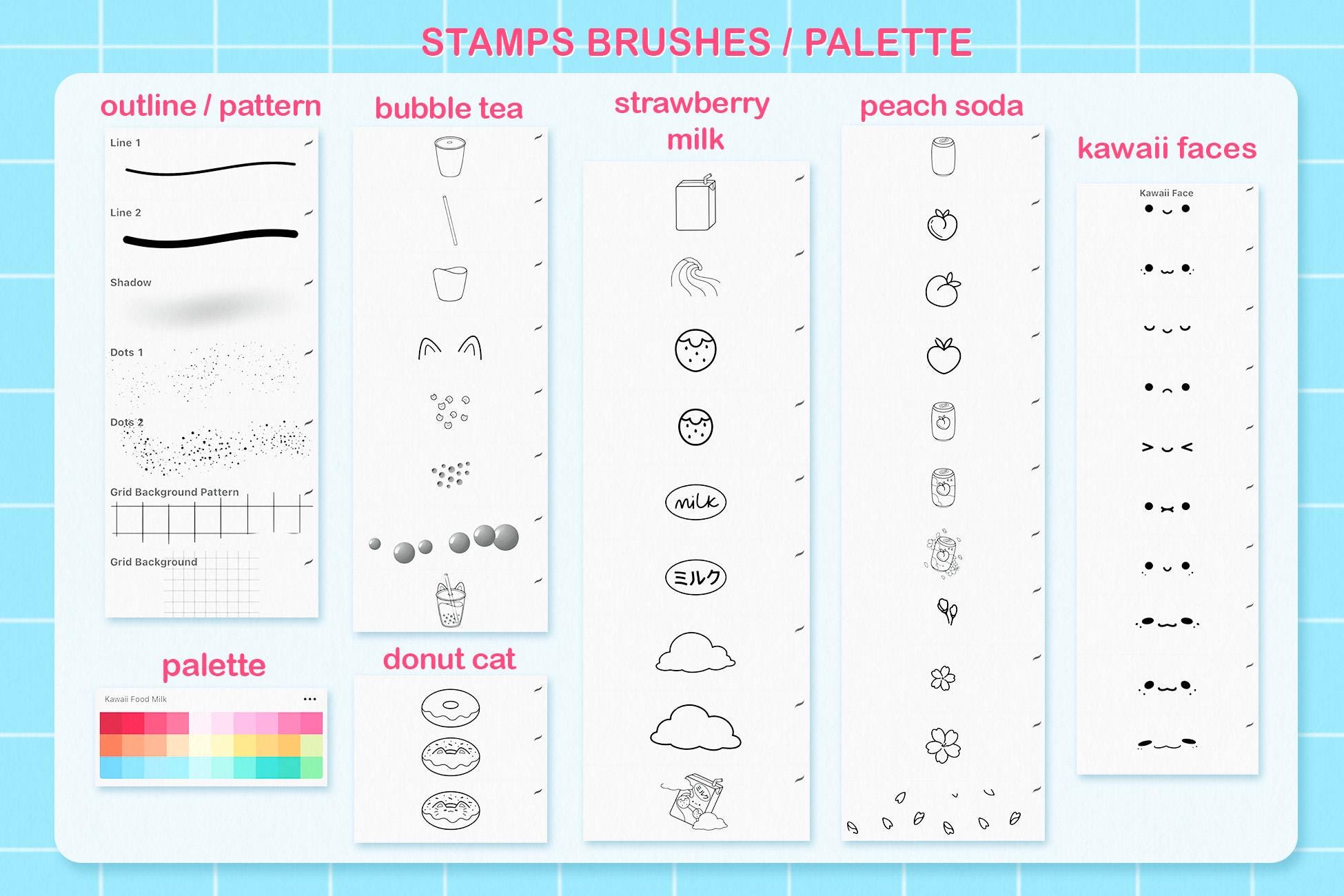 Kawaii Procreate Brushes, Anime Procreate Stamps, Procreate Brushes ...