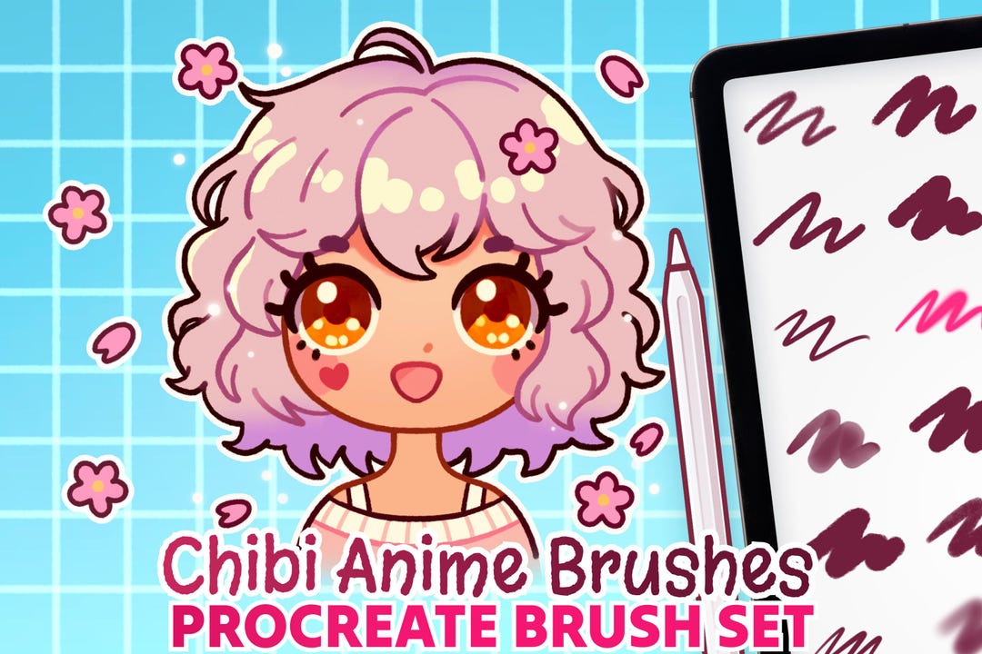 Anime Chibi Style Brushes for Procreate, Line Art Brushes Procreate ...