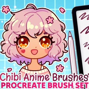 Anime Chibi Style Brushes for Procreate, Line Art Brushes Procreate Anime, Anime Style Brush Pack, Character Brushes, Cute Brushes