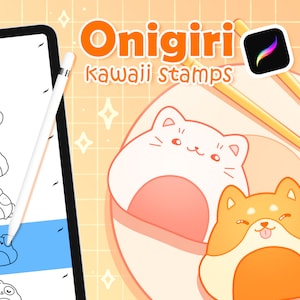 Pinceles Kawaii, Pinceles Procreate Anime, Sellos Procreate Anime, Sellos Onigiri Anime, Pinceles Lindos, Sello Procreate Japonés, Y2K Procreate