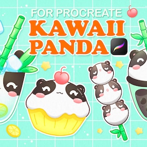 Sellos Kawaii de Procreate, Pinceles Kawaii de Procreate, Sellos de Anime de Procreate, Sellos de Alimentos, Pinceles Lindos de Alimentos, Pinceles Kawaii, Pinceles de Sellos de Panda