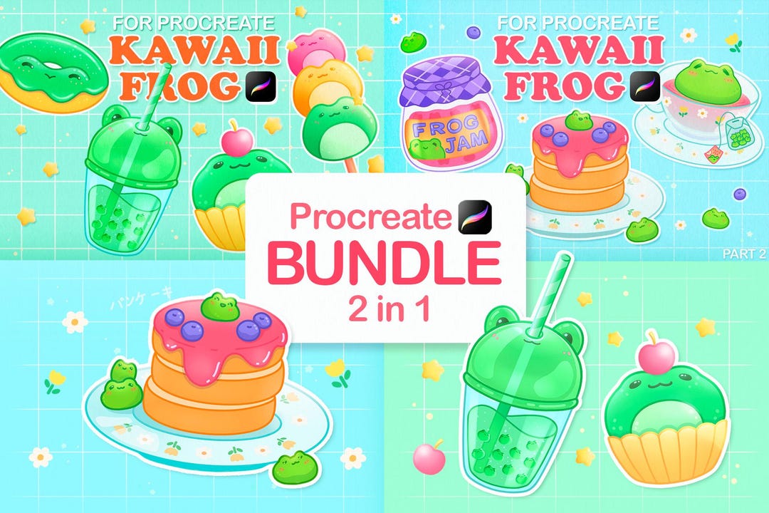 Kawaii Food Brushes, Procreate Food Stamps, Procreate Frog Brushes ...