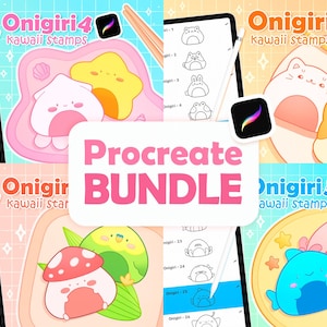 Sellos kawaii para Procreate, pinceles de anime para Procreate, pinceles de comida, sellos de anime, pinceles bonitos, sellos japoneses para Procreate, comida onigiri, Japón