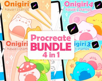 50 Procreate Brush Pack, Kawaii Procreate Brushes, Japan Procreate Stamps, Food Stamps, Onigiri Illustrations