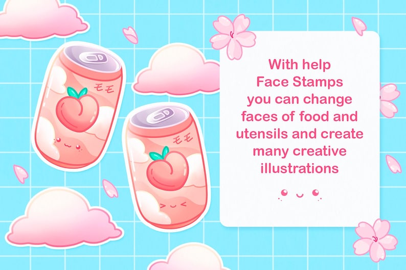 Procreate Pinsel Anime, Anime Procreate Stempel, Kawaii Pinsel, Anime Food Stamps, süße Pinsel, Japanischer Procreate Stempel, Sakura Stempel Bild 5