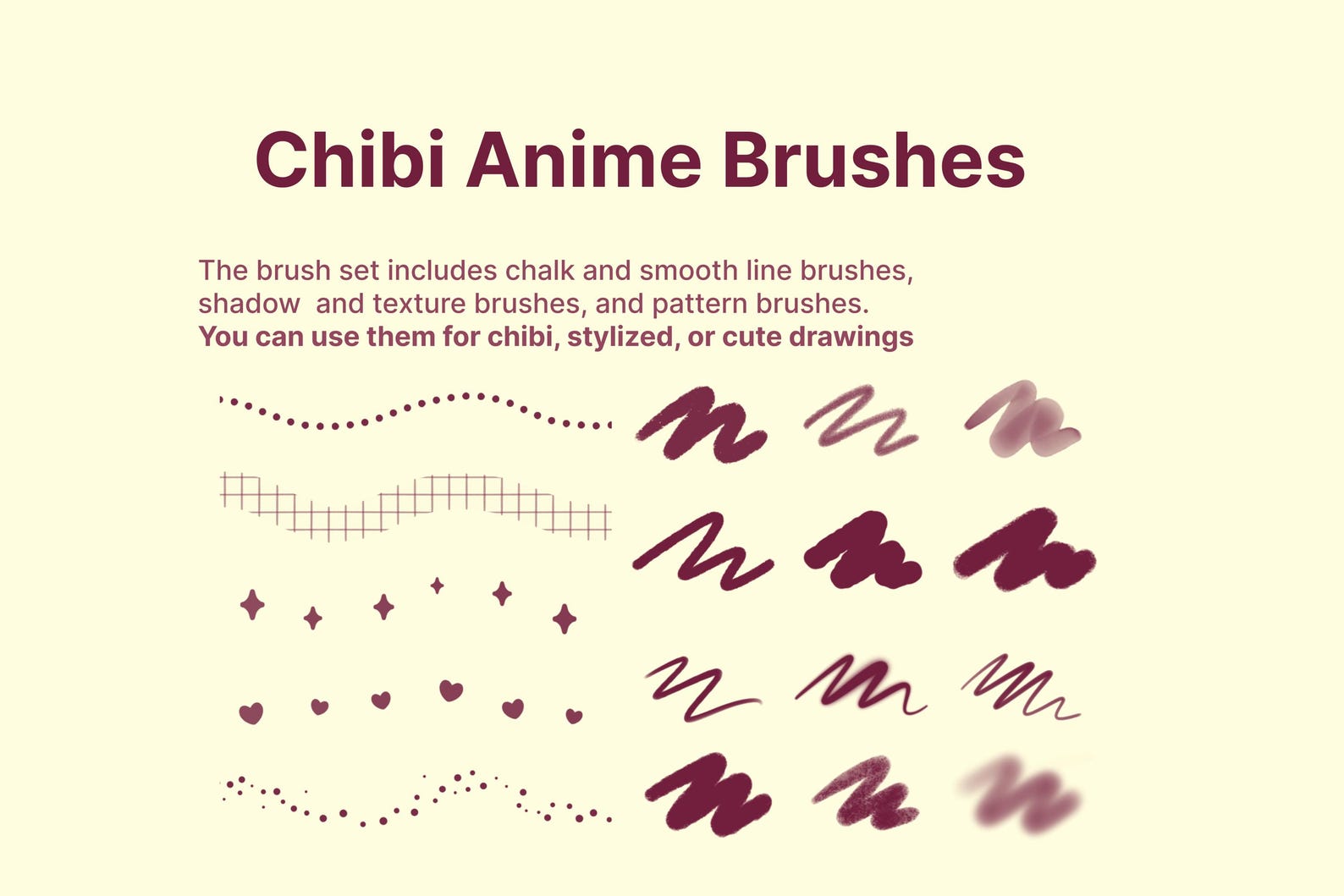 Anime Chibi Style Brushes for Procreate, Line Art Brushes Procreate ...