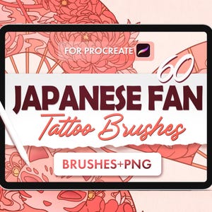Japanese Tattoo Stamps, Japanese Procreate, Japanese Paper Fan Brushes, Japanese Procreate Brush, Traditional Japanese Tattoo, Kitsune Mask
