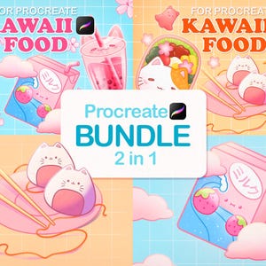 Procreate Pinsel Anime, Anime Procreate Stempel, Kawaii Pinsel, Anime Food Stamps, süße Pinsel, Japanischer Procreate Stempel, Sakura Stempel Bild 1