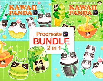 Food Stamp Brushes, Kawaii Procreate Stamps, Cute Procreate Brushes, Anime Procreate Stamps, Panda Stamp Brushes