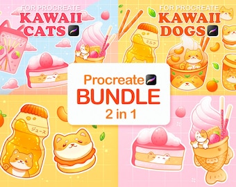 Kawaii Procreate BUNDLE, Anime Procreate Stempel, Food Brushes, Kawaii Pinsel, Shiba Inu Stempel, Shiba Brushes, Kätzchen Procreate Stempel