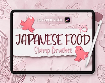Procreate Stamp Brushes, Japanese Food Anime Stamps, Anime Brushes Procreate