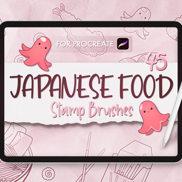 Procreate Japanese Food Stamp, Procreate Brushes, Anime Brushes Procreate, Fast Food Stamp, Anime Stamps Sushi for iPad and iPad pro