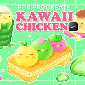 Sellos Kawaii de Procreate, Sellos Anime de Procreate, Pinceles de Procreate, Pinceles de Pollo, Pinceles Lindos, Sellos Lindos de Procreate, Pinceles Japoneses
