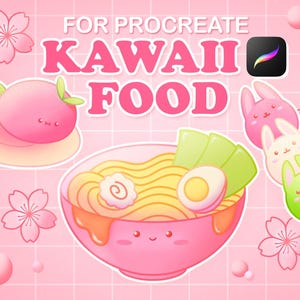 Kawaii Procreate Stamps, Procreate Brushes Kawaii, Anime Procreate Stamps, Kawaii Brushes, Japanese Food Stamp, Japanese Stamp Brushes