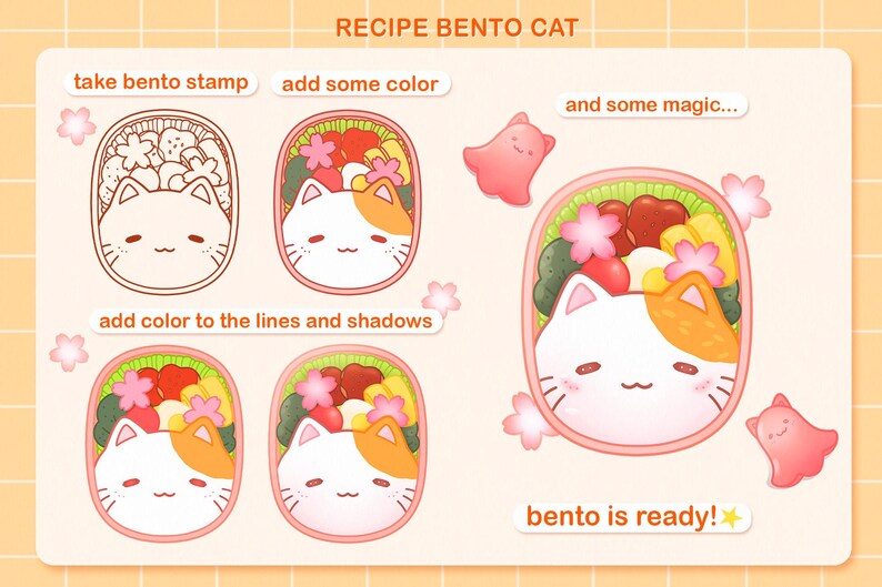 Procreate Pinsel Anime, Anime Procreate Stempel, Kawaii Pinsel, Anime Food Stamps, süße Pinsel, Japanischer Procreate Stempel, Sakura Stempel Bild 4
