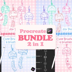 Pinceles de Anime para Procreate, Pinceles de Anime para Campanillas, Sellos Kawaii para Procreate, Sellos Japoneses para Procreate, Campanillas Japonesas