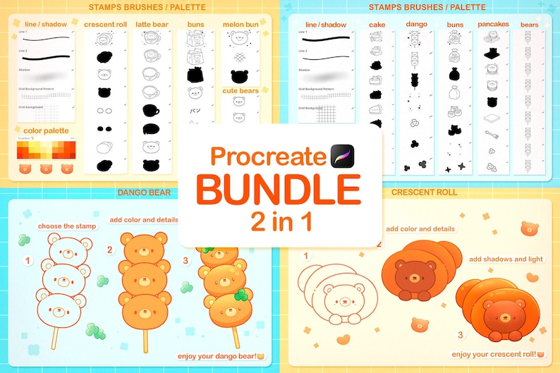 Procreate Bundle Kawaii, Procreate Kawaii Brushes, Anime Food Brushes ...