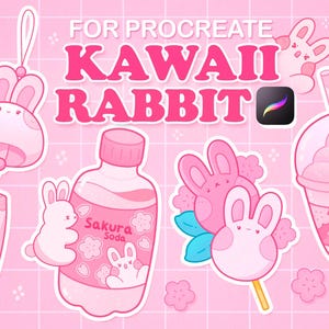 Pinceles Kawaii para Procreate, Sellos Anime para Procreate, Pinceles Kawaii, Sellos de Comida Anime, Pinceles Lindos, Sellos Japoneses para Procreate, Sellos Sakura