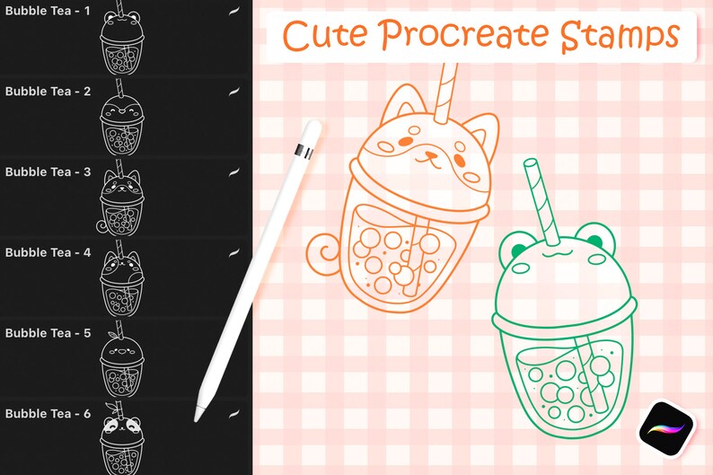 Kawaii Procreate Brushes, Procreate Brushes Anime, Bubble Tea Procreate