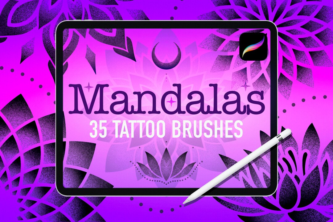 Ornamental Mandala Tattoo Procreate Brushes: Dotwork Stamps - Etsy