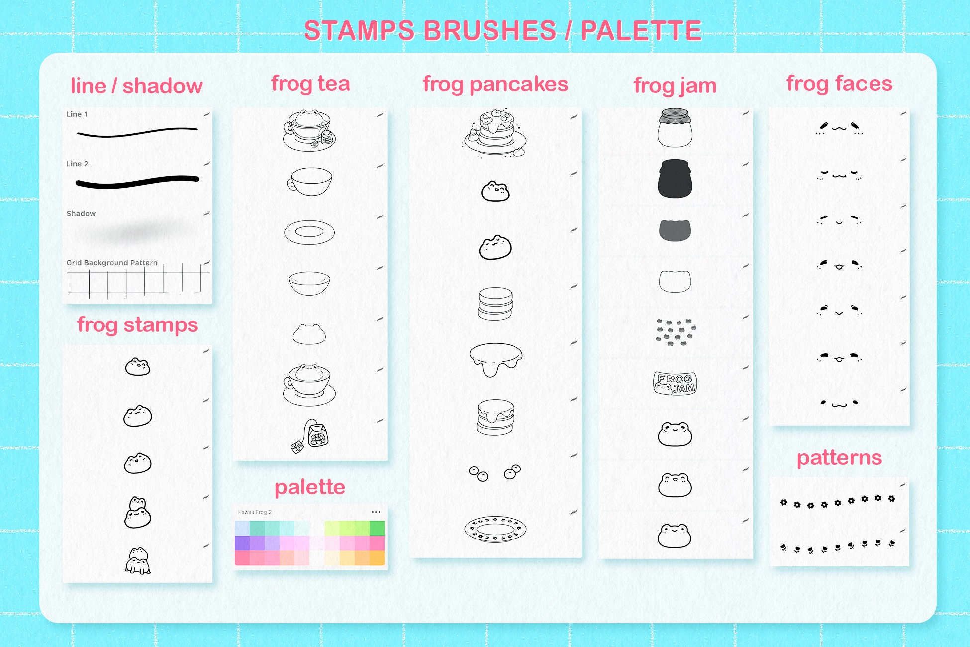 Procreate Stamps Kawaii, Anime Brushes Procreate, Kawaii Procreate ...