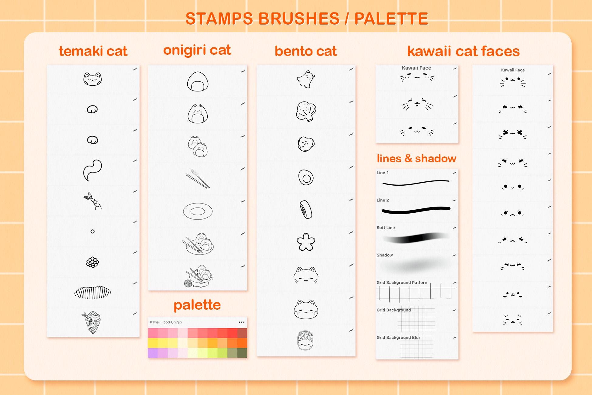 Kawaii Procreate Stamps: 90 Japanese Food Brushes for Anime Art ...