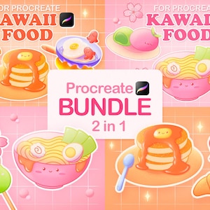 Procreate Brushes Kawaii, Anime Procreate Stamps, Procreate stamps, Anime Food Stamps, Procreate Brush Pack, Japanese Procreate Stamps