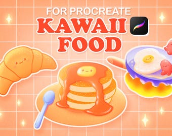 Kawaii-voedselzegels Procreate-borstelset: anime-illustratie