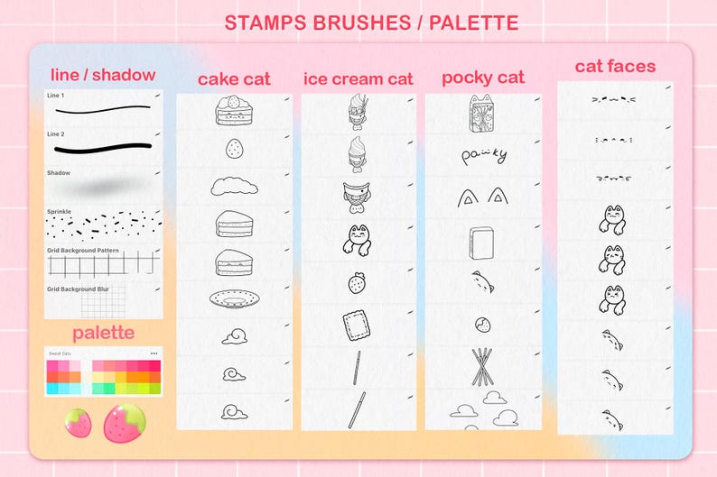 Kawaii Procreate Brushes, Kawaii Stamps, Procreate Brushes Anime ...