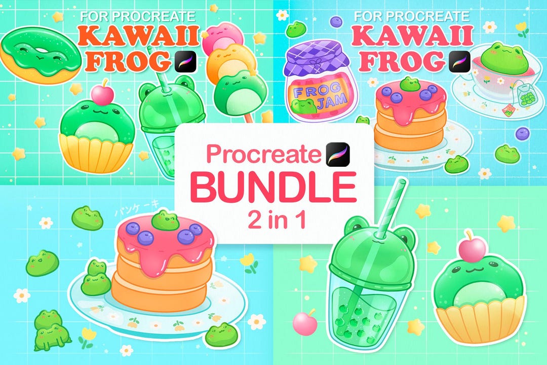 Kawaii Food Brushes, Procreate Food Stamps, Procreate Frog Brushes ...