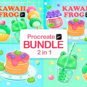 Pinceles de comida kawaii, sellos de comida para Procreate, pinceles de rana para Procreate, pinceles lindos para Procreate, sellos de dulces, pinceles de anime para Procreate