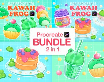 Kawaii Food Brushes, Procreate Food Stamps, Procreate Frog Brushes, Cute Brushes Procreate, Sweets stamps, Procreate Brushes Anime
