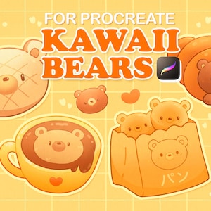 Sellos Kawaii de Procreate, Pinceles de comida de anime, Pinceles Kawaii de Procreate, Kawaii de Procreate, Pinceles de oso de Procreate, Pinceles de comida de Procreate
