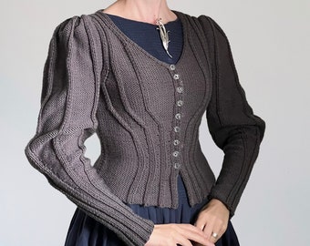 Custom Vintage-inspired (Victorian, 1930s, 1940s) Cardigan with Leg-of-Mutton Sleeves and Flattering Shape