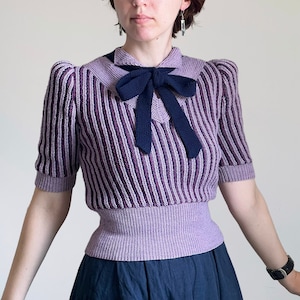 Custom early 1940s Fancy Stripe Pullover from Lincoln Mills Knitting Book image 1