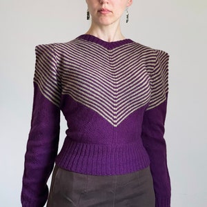 Custom 1940s Jumper with Chevron Color Pattern and Pointy Shoulders image 1